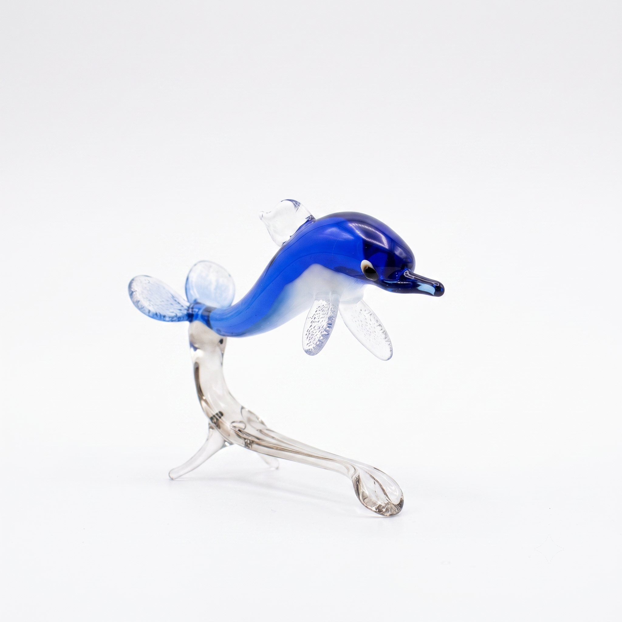 Glass Dolphin Figurine With Stand 3"