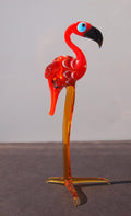Handmade Glass Flamingo Figurine: Collectible Art Glass Sculpture