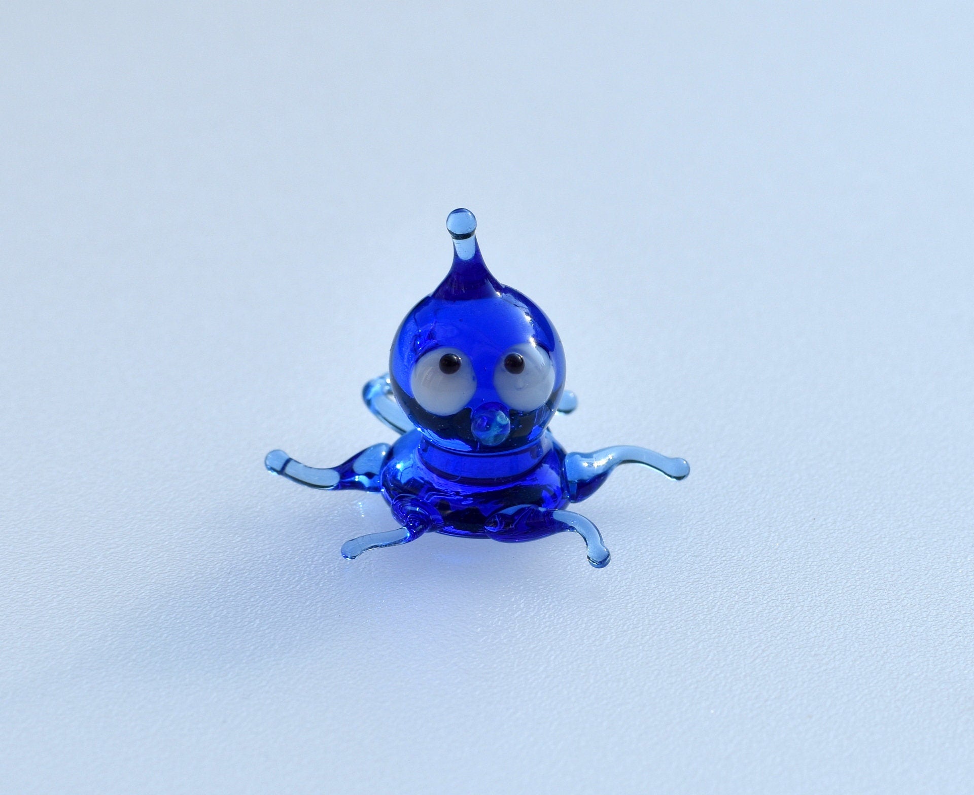 Lampwork Glass Miniature Octopus: Whimsical Blue Sea Creature