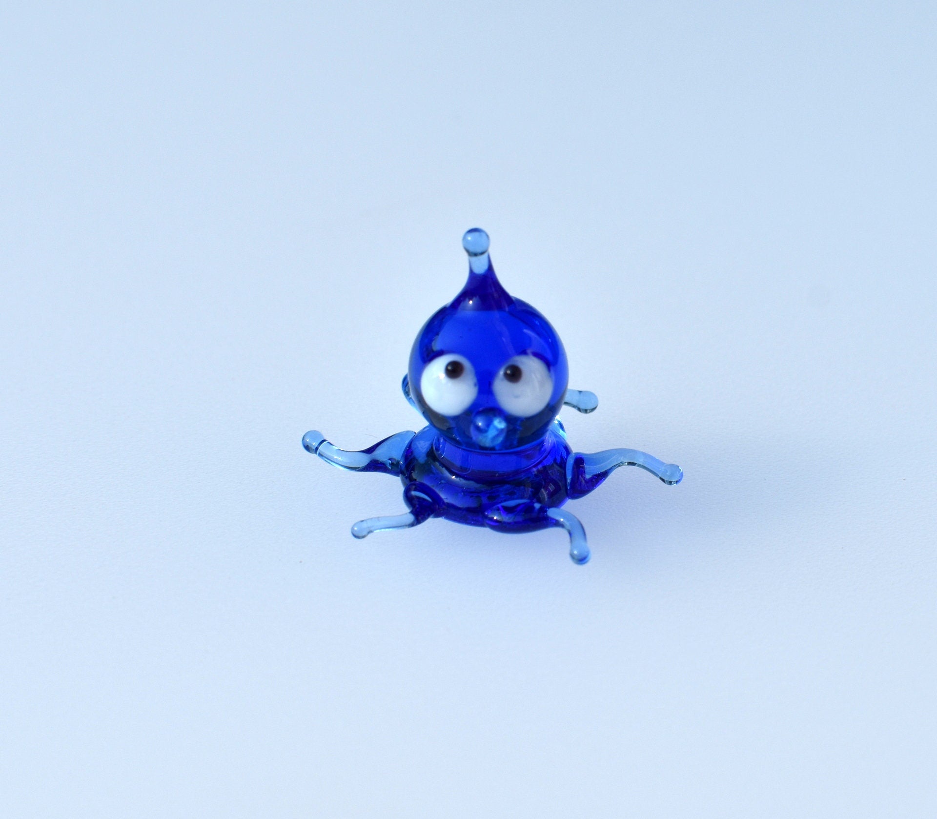 Lampwork Glass Miniature Octopus: Whimsical Blue Sea Creature