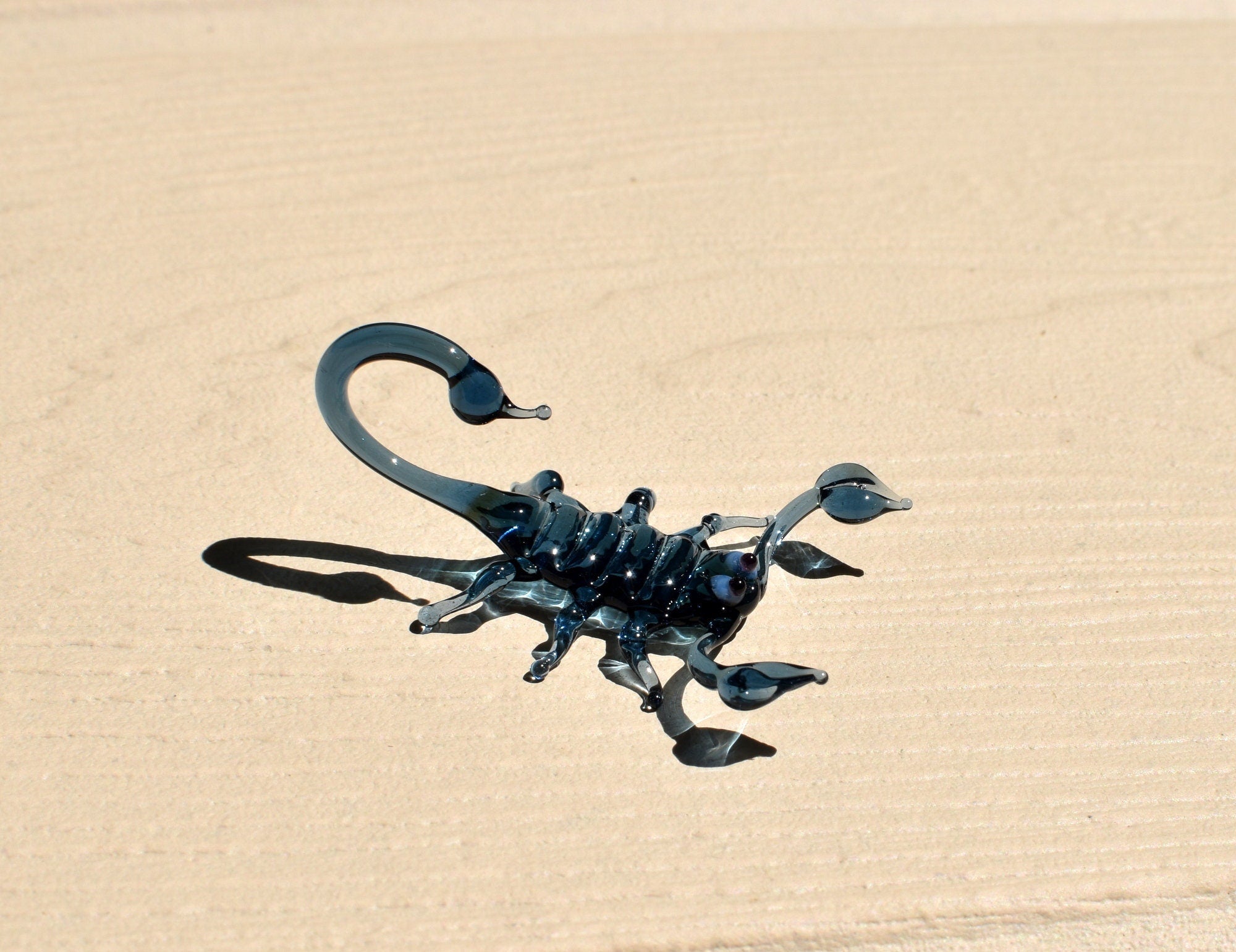 Handmade Glass Scorpion Figurine: Whimsical Art Glass Sculpture