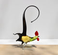 Colorful Glass Rooster Figurine: Hand-Blown Art Glass Sculpture