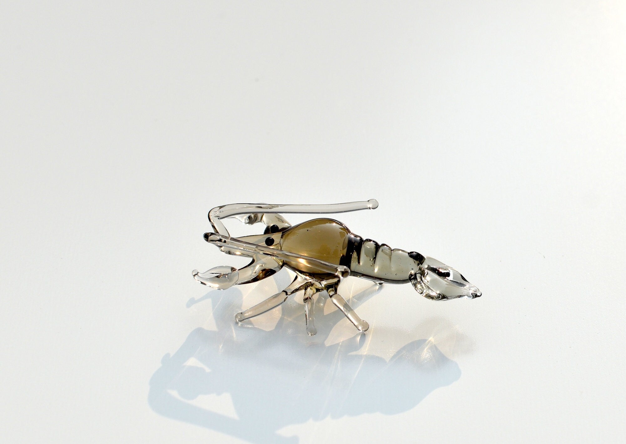 Handmade Glass Lobster Figurine: Whimsical Miniature Sculpture, 2 inch