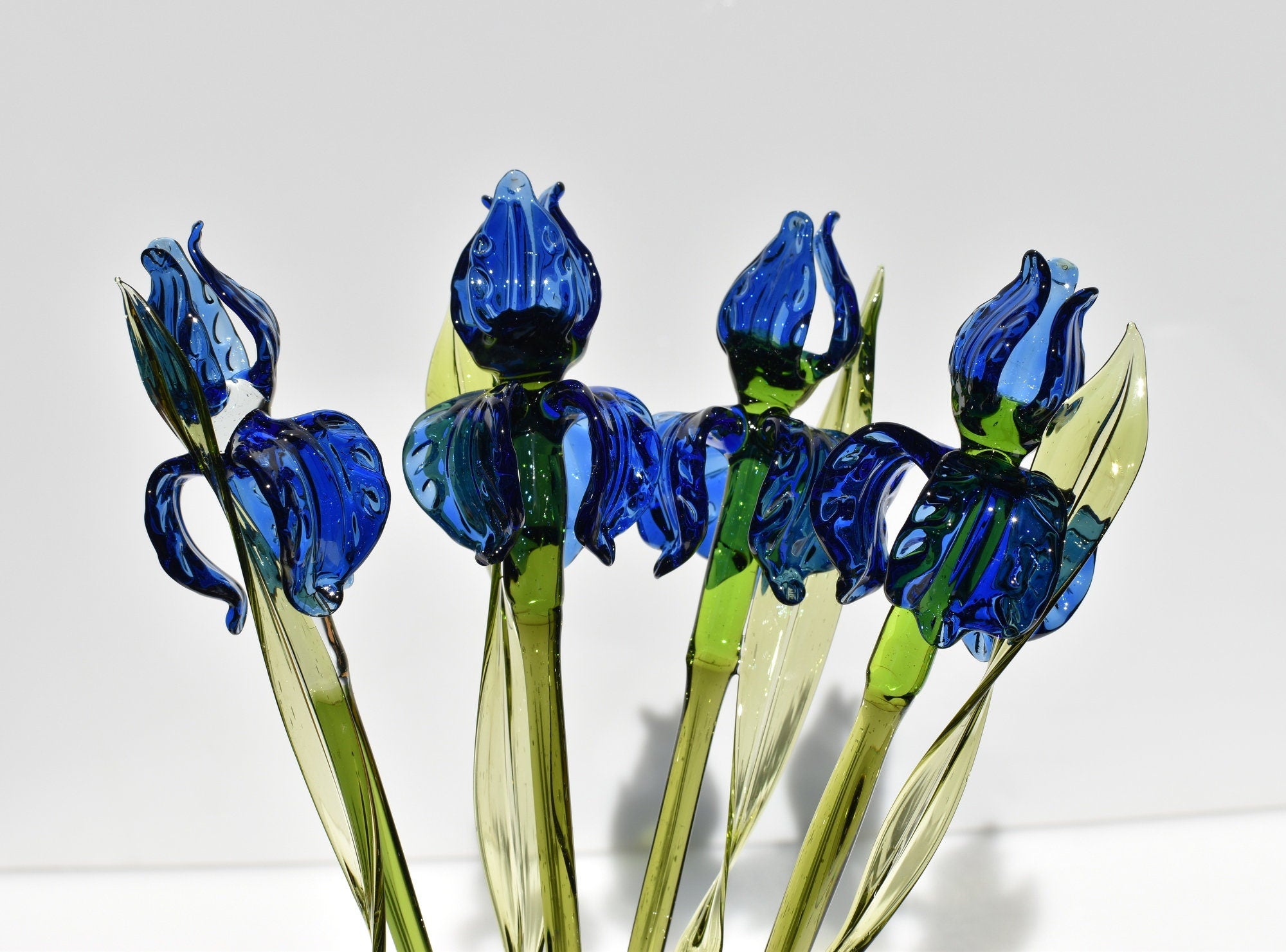 Blue Glass Iris, Glass Flower Bouquet, Glass Flowers, Glass Birth Month Flower, Forever Flowers, Mothers Day Gifts, Anniversary Gift for Her