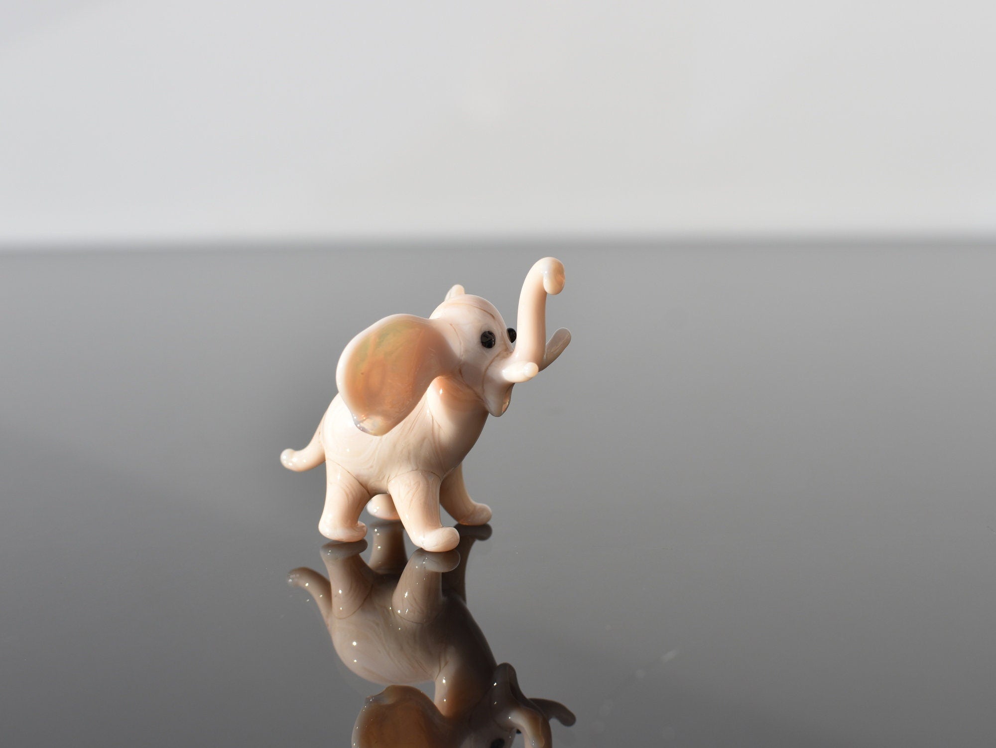 Handmade Glass Elephant Figurine: Whimsical Art Glass Sculpture