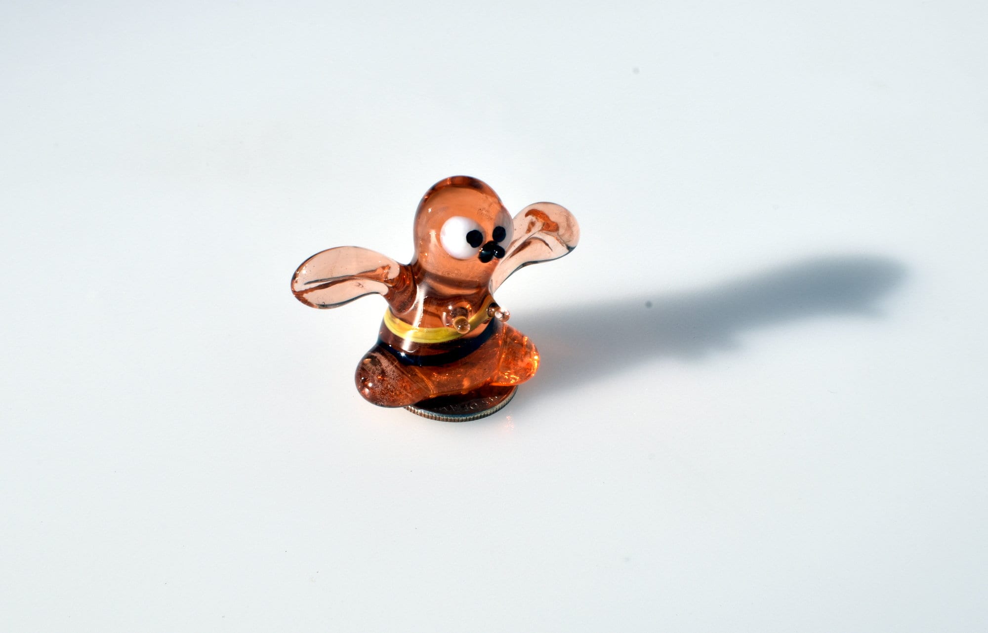 Handmade Glass Bee Figurine: Whimsical Art Glass Sculpture