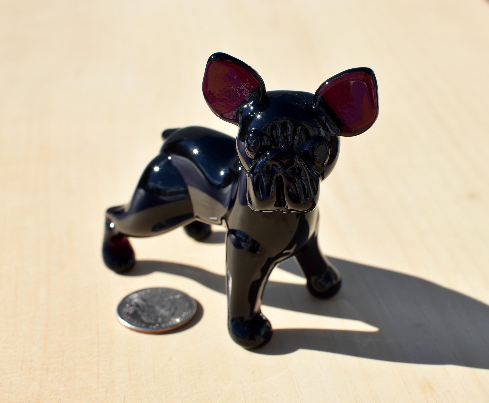 Handmade Glass French Bulldog Figurine: Flame Work Art, 4" Collectible