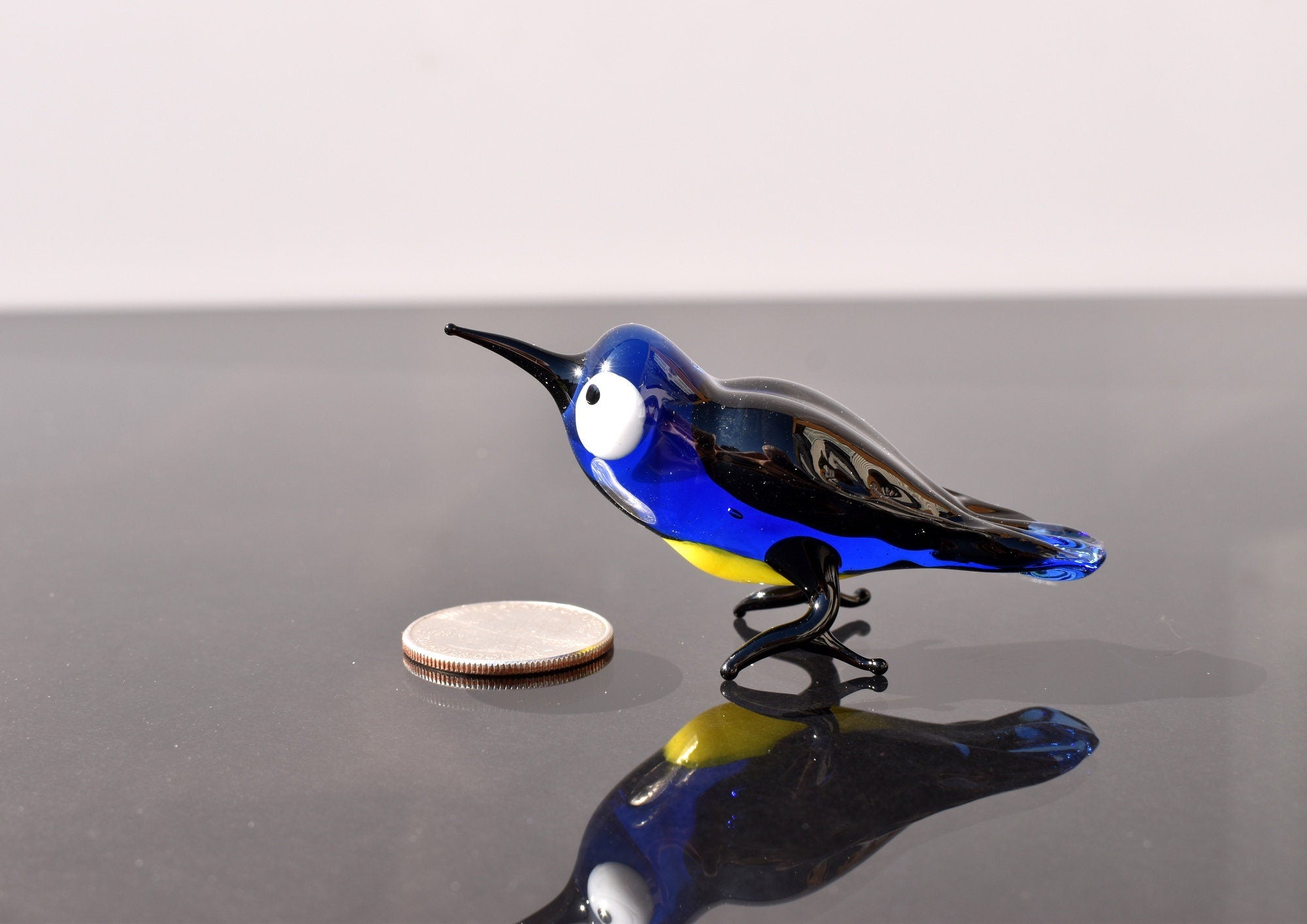 Glass Chickadee Figurine: Hand-Blown Bird Sculpture, Weatherproof Decor