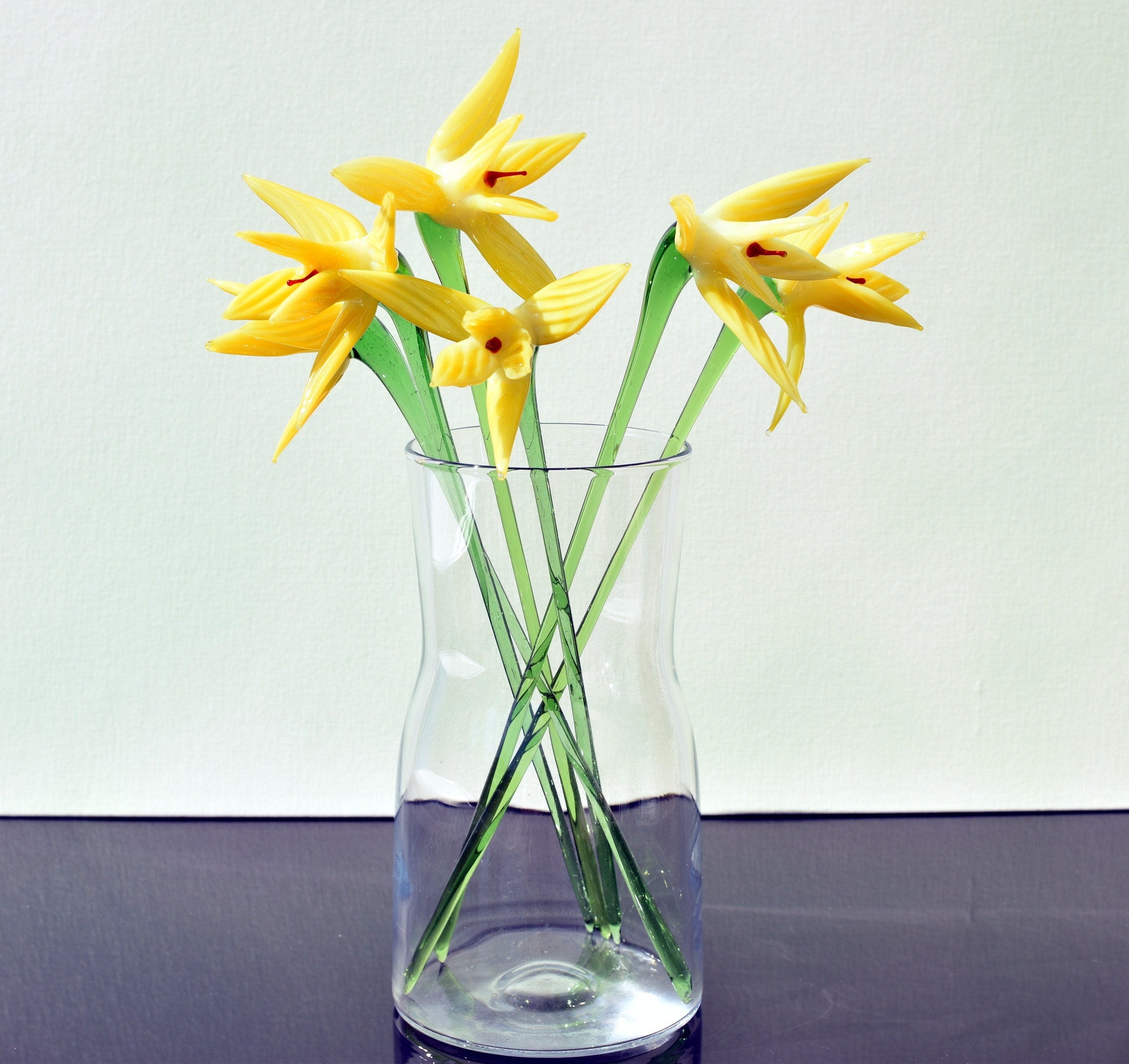 Yellow Glass Bird of Paradise Flower: Handmade Flame Work Sculpture