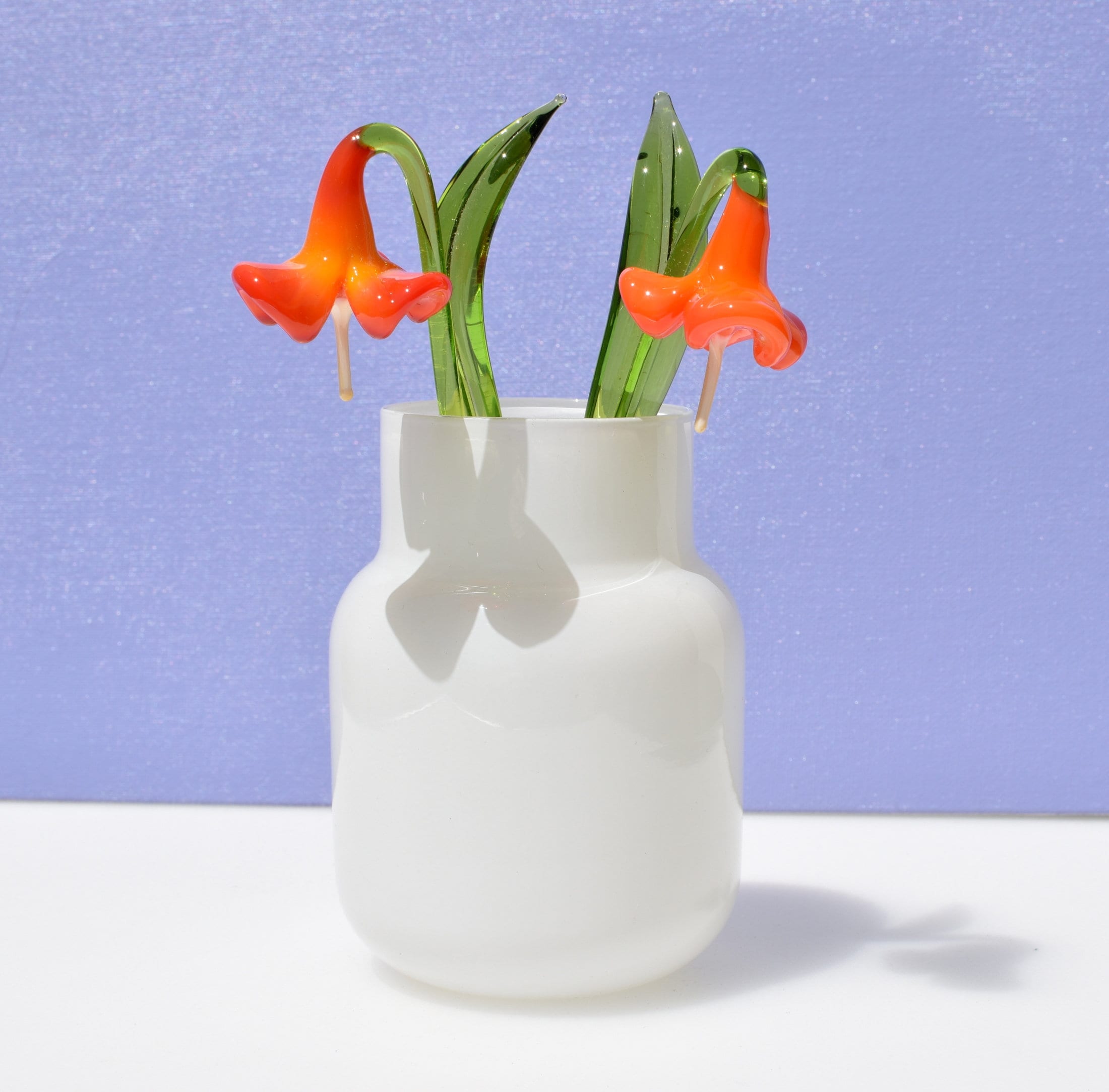 Orange petals Jubilee bell glass flower. Excellent addition to your glass collection, unique gift. Each flower is priced individually.