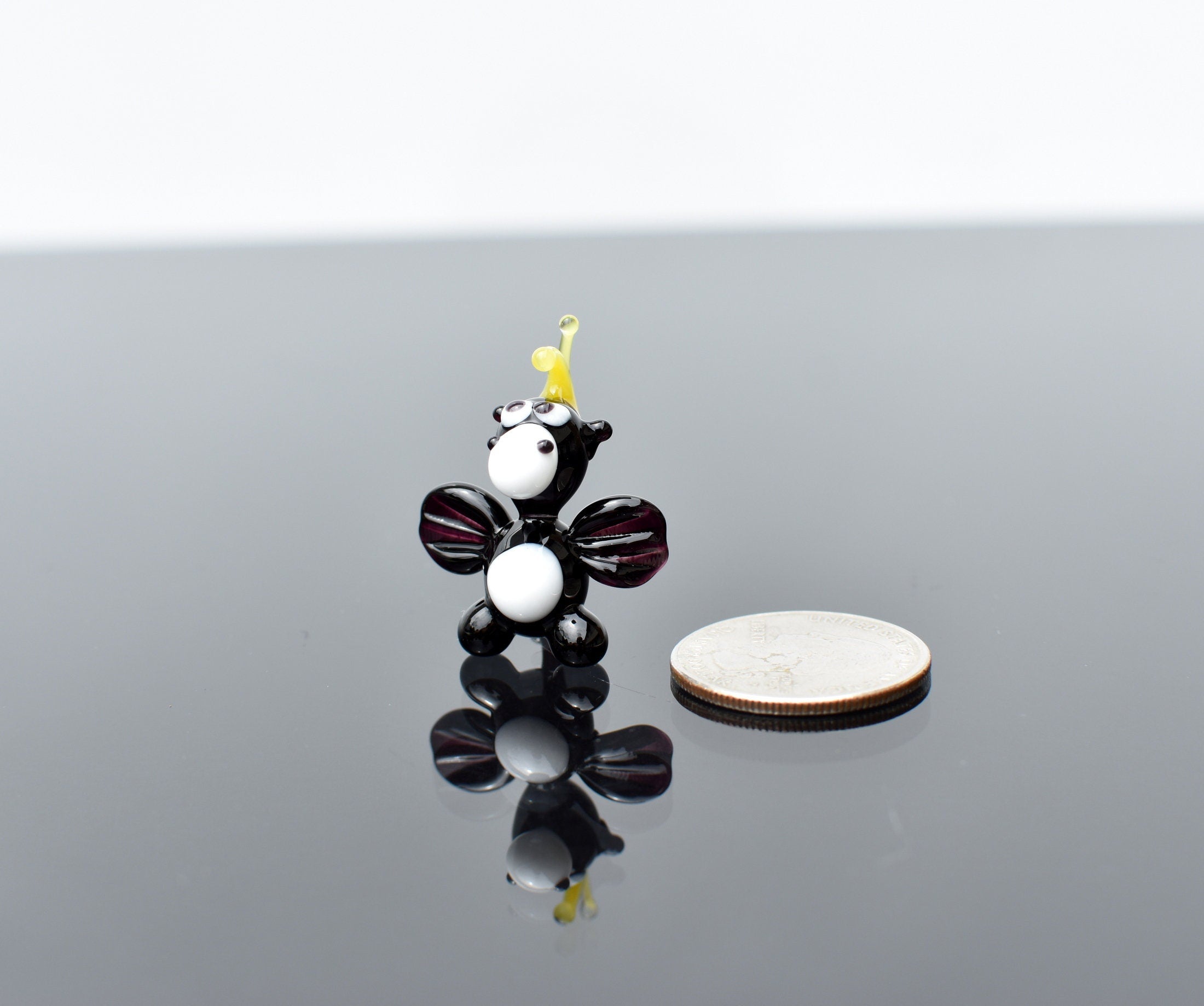 Handmade Tiny Glass Dragon Figurine: Whimsical Art Glass Sculpture