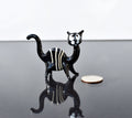 Handmade Black & White Striped Glass Cat Figurine: Art Glass Sculpture