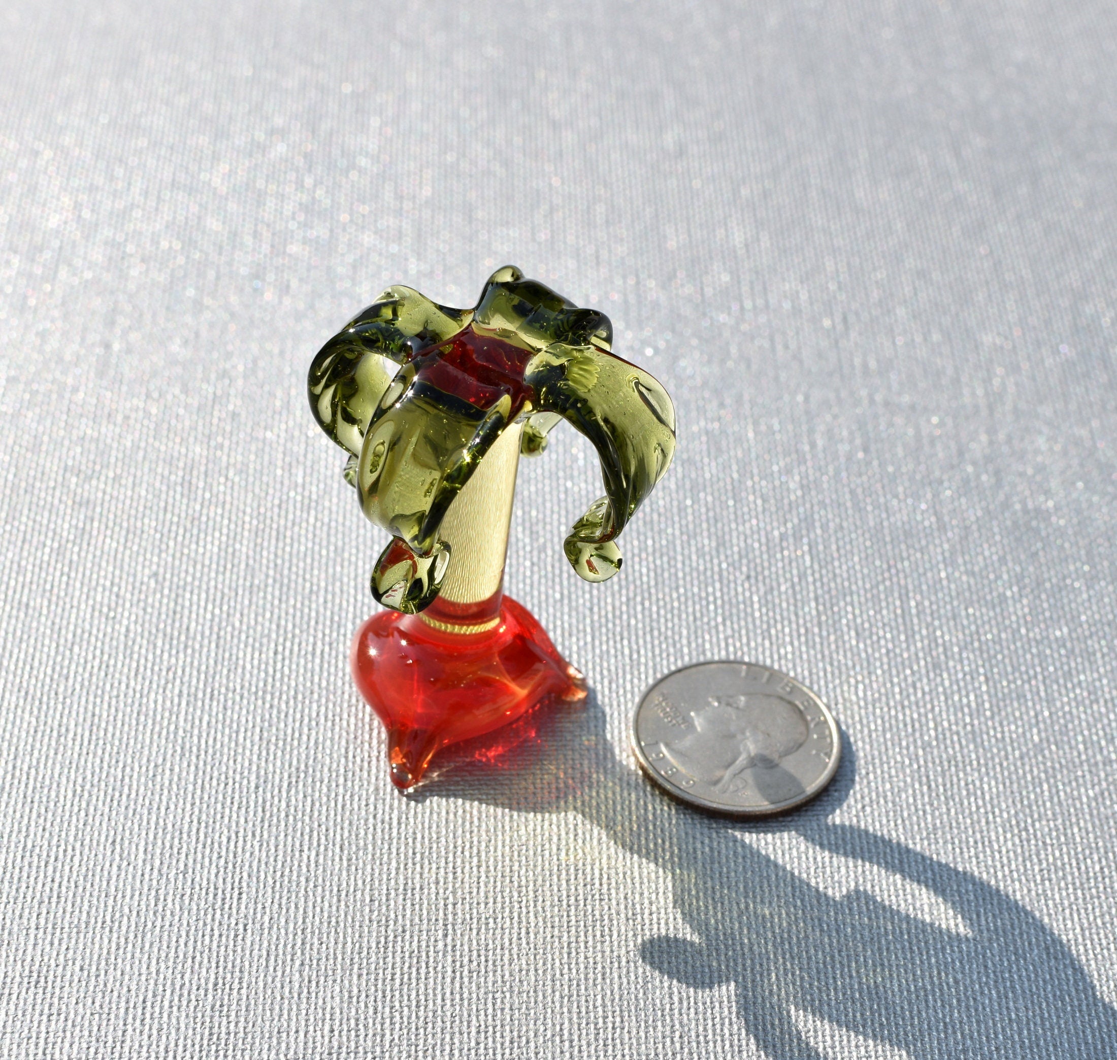 Handmade Glass Palm Tree Figurine: Whimsical Art Glass Sculpture
