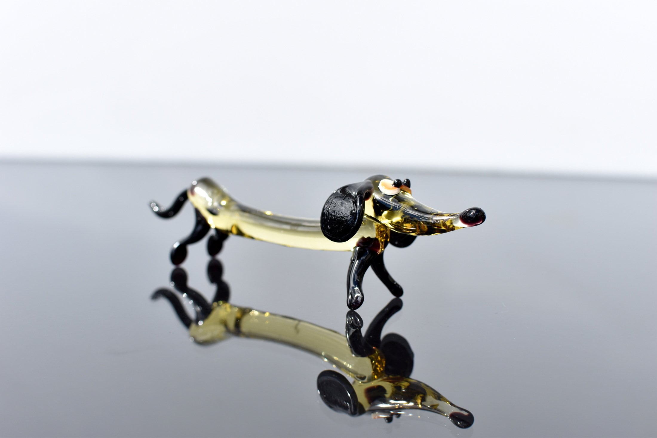 Handmade Glass Dachshund Figurine: Whimsical Collectible Statue