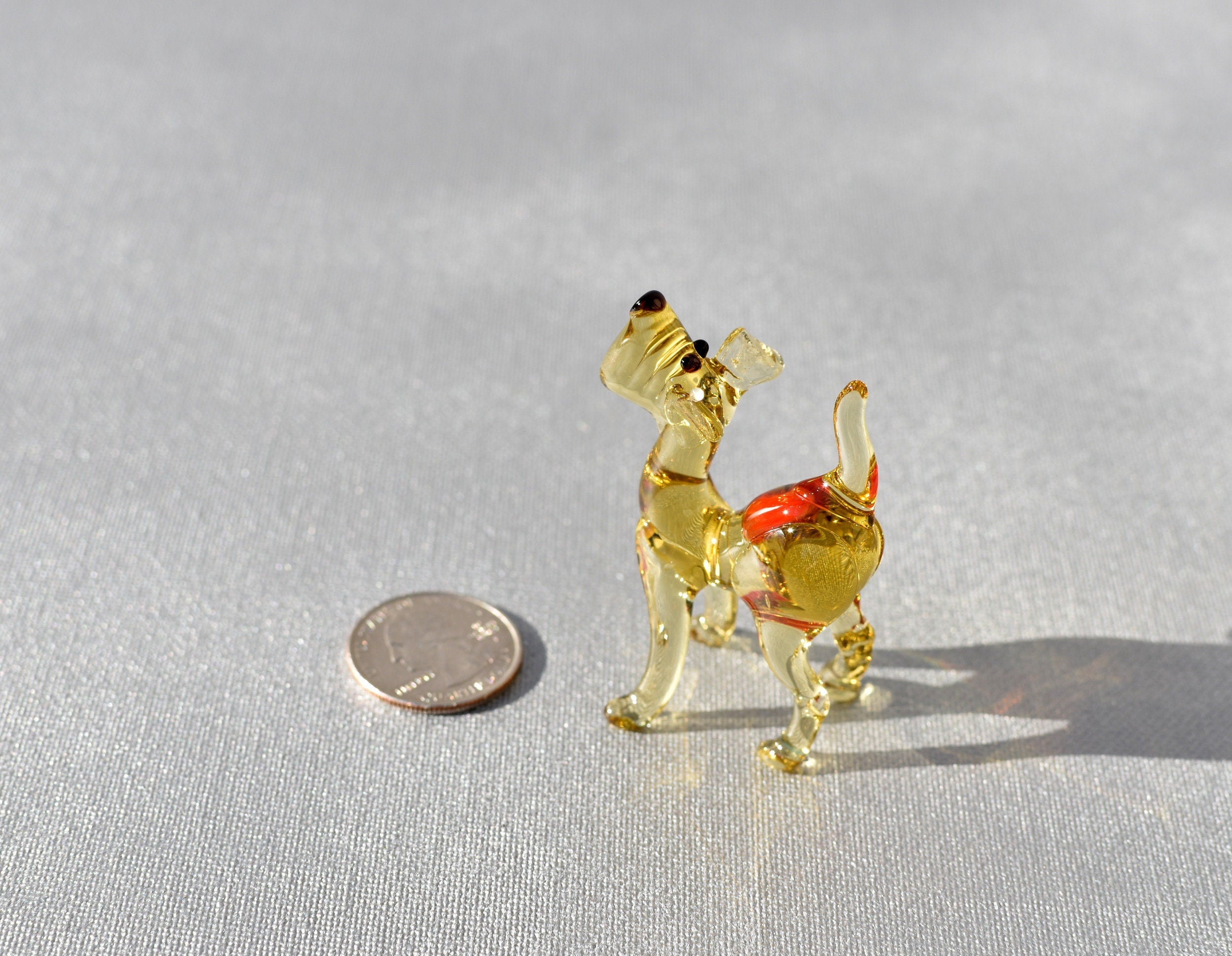 Handmade Glass Dog Figurine: Whimsical Art Glass Sculpture