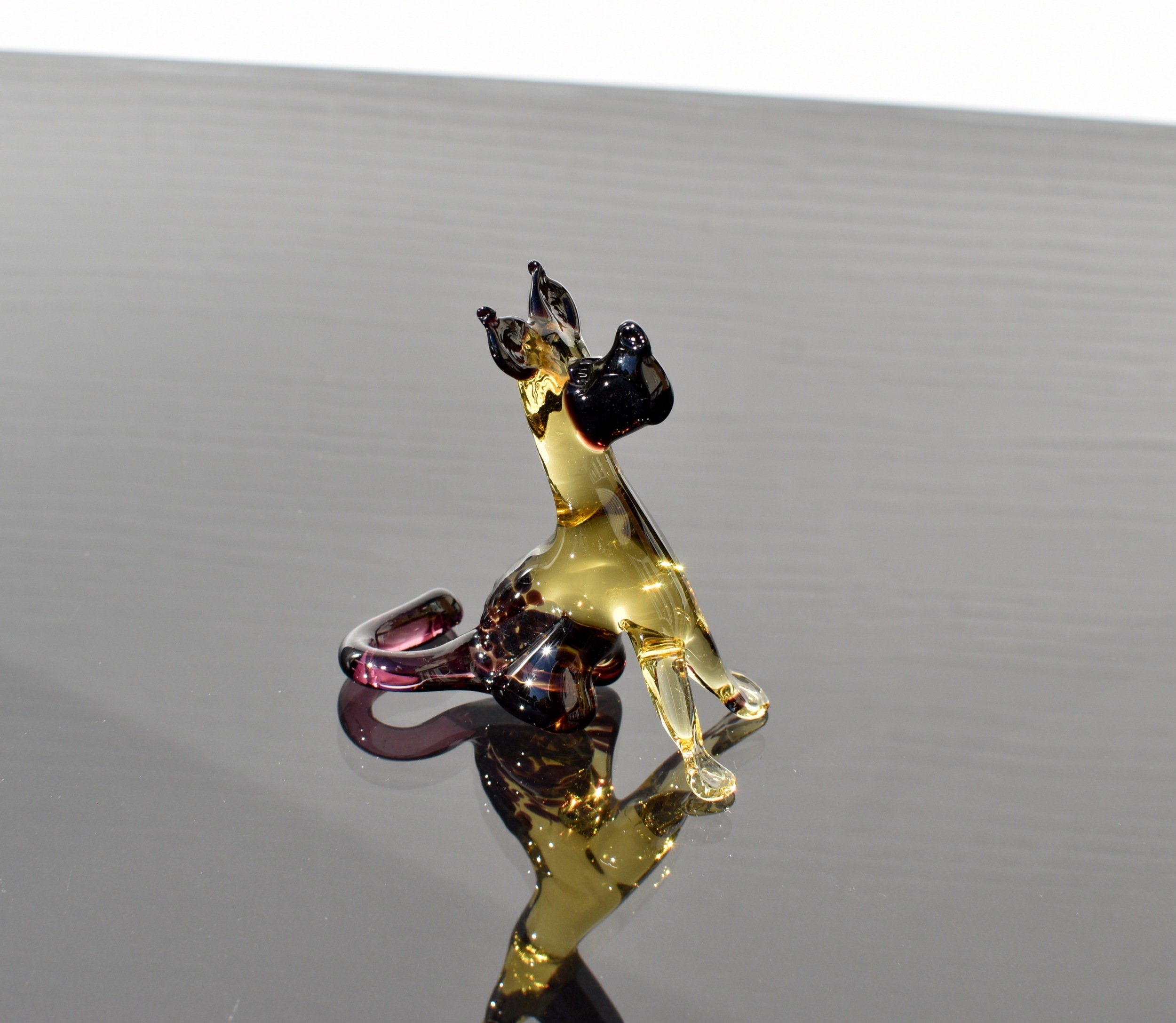 Handmade Glass German Shepherd Figurine: Flame Work Sculpture