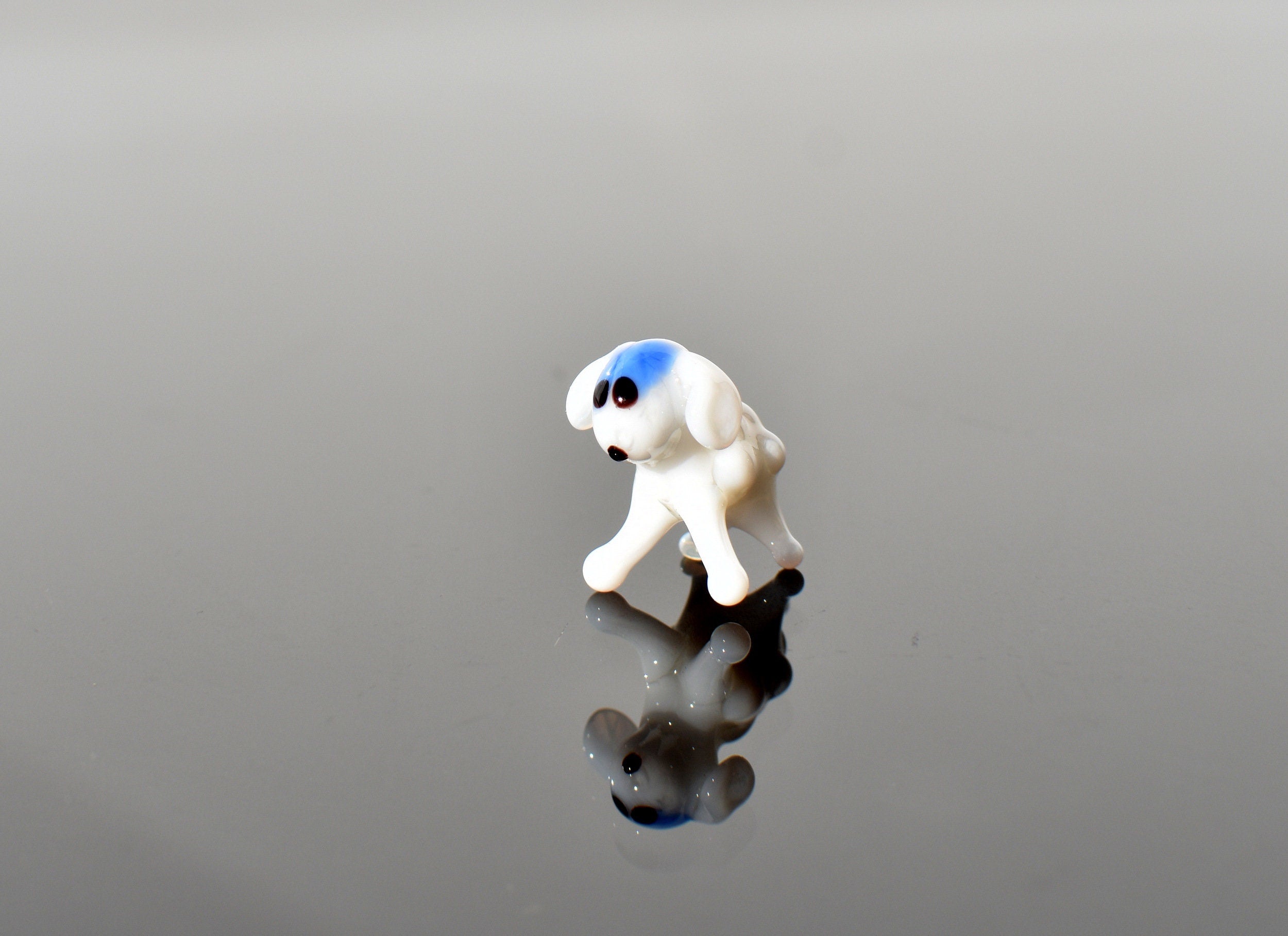 Tiny Glass Sheep Figurine • Lampwork Miniature Animal • Hand-Blown Collectible Sculpture