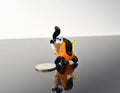 Handmade Orange Glass Dog Figurine: Whimsical Art Glass Sculpture