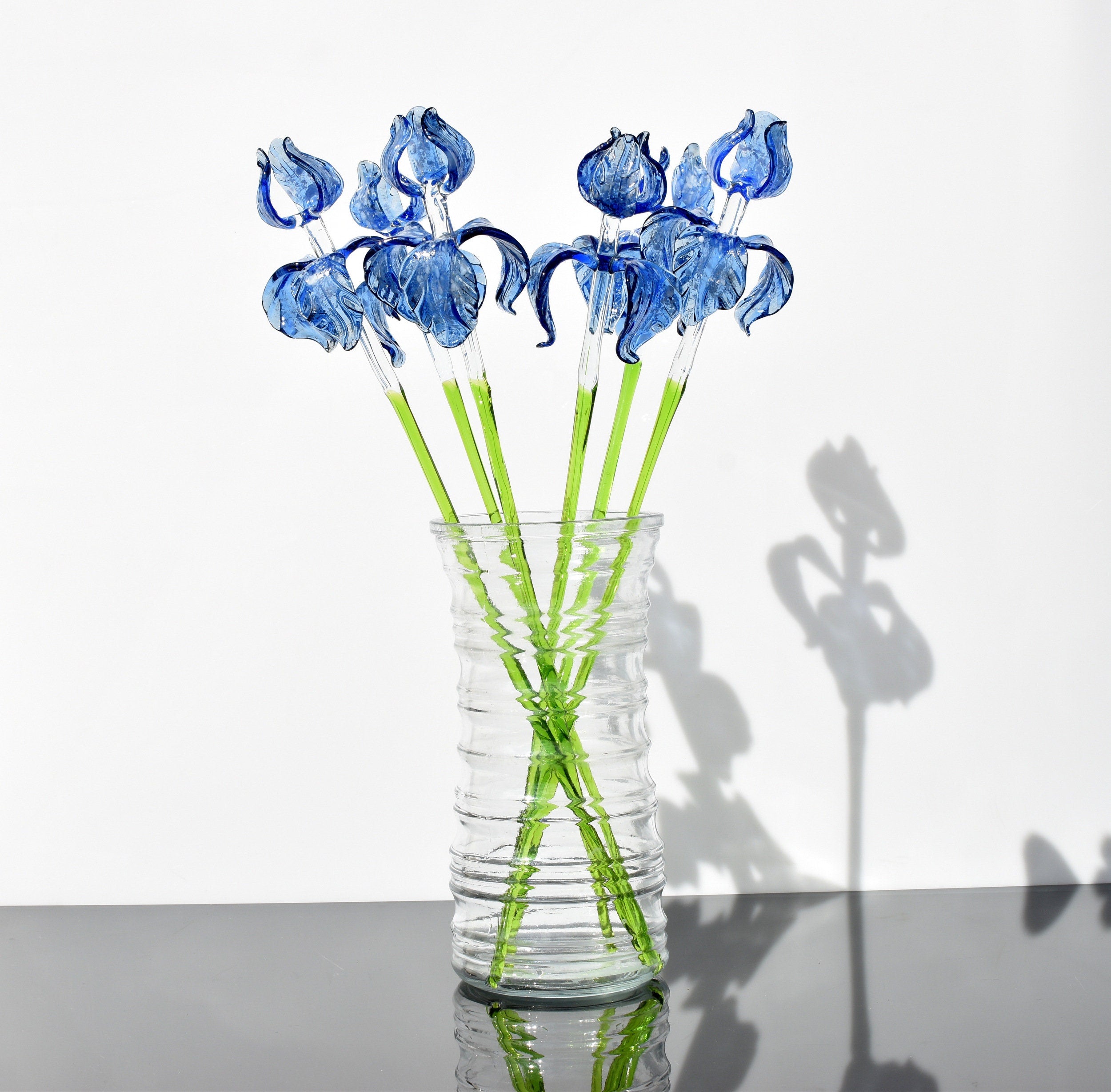 Glass Blue Iris Flower – Handblown Art Stems for Timeless Beauty & Meaningful Gifting
