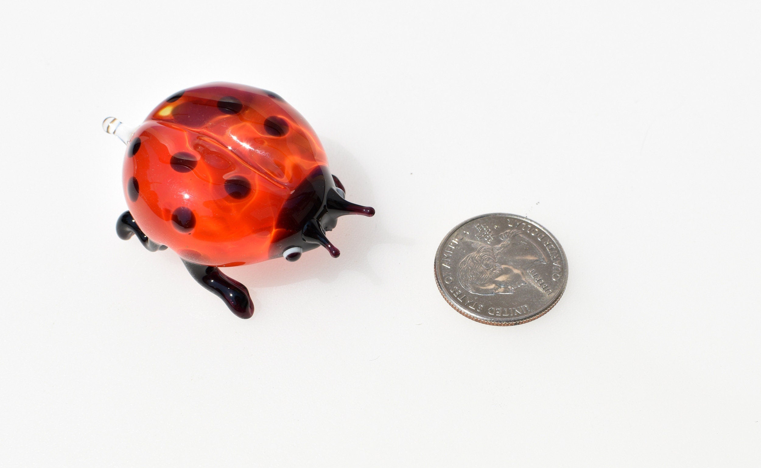 Handmade Glass Ladybug Figurine: Whimsical Art Glass Sculpture