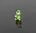 Lampwork Glass Miniature Green Cat: Whimsical Figurine