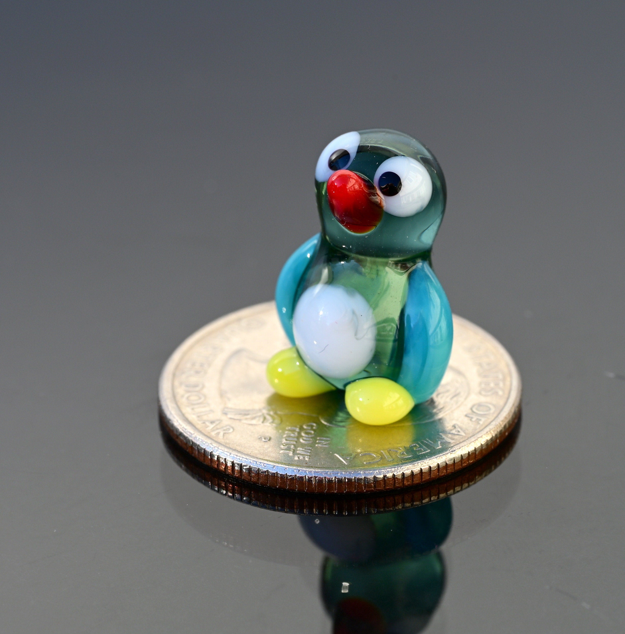 Handmade Tiny Penguin Figurine: Whimsical Glass Collectible Sculpture