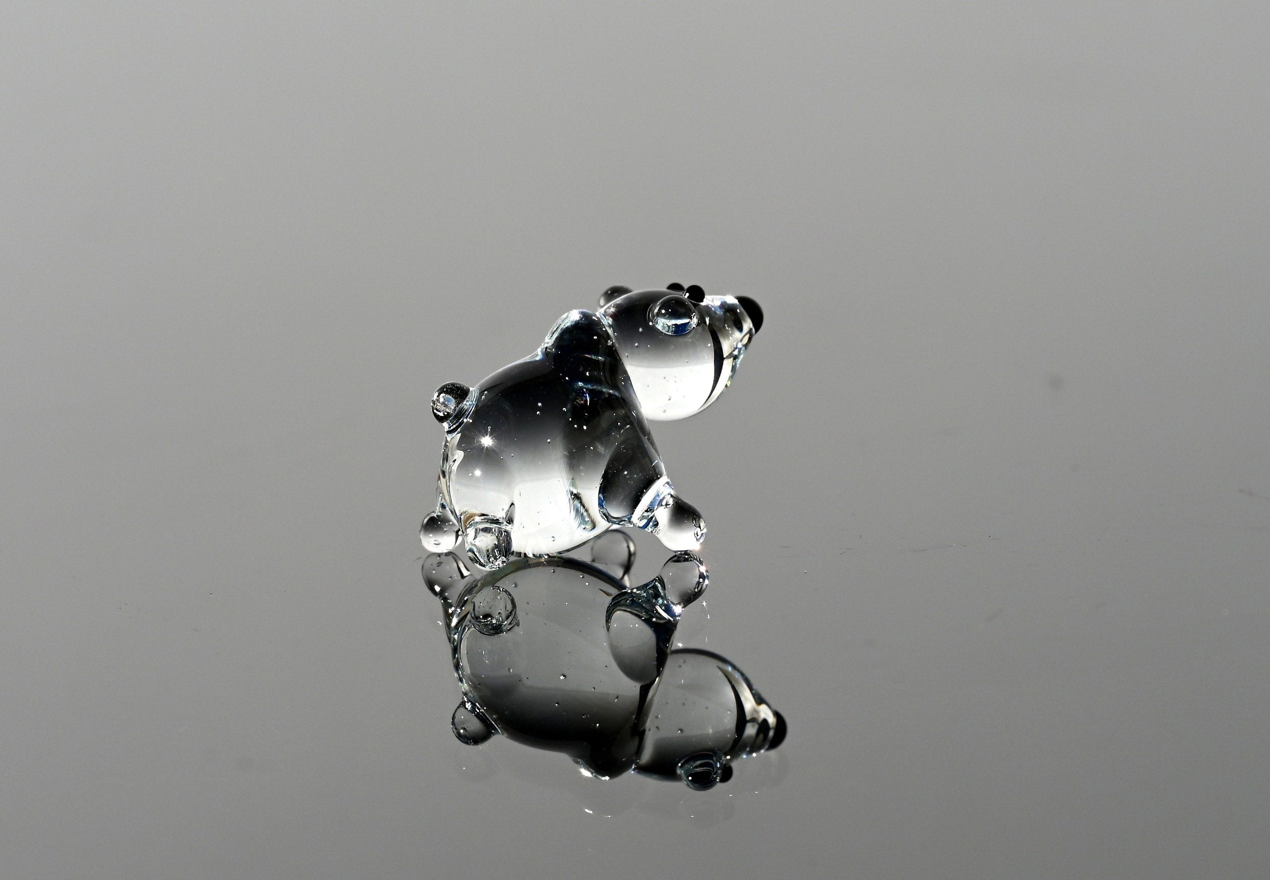Tiny Glass Bear Figurine: Lampwork Miniature Animal