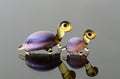 Lampwork Glass Turtle Figurines: Purple Glass Menagerie, Set of Two