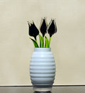 Handmade Black Glass Tulip: Flame Worked Sculpture, 7 inch
