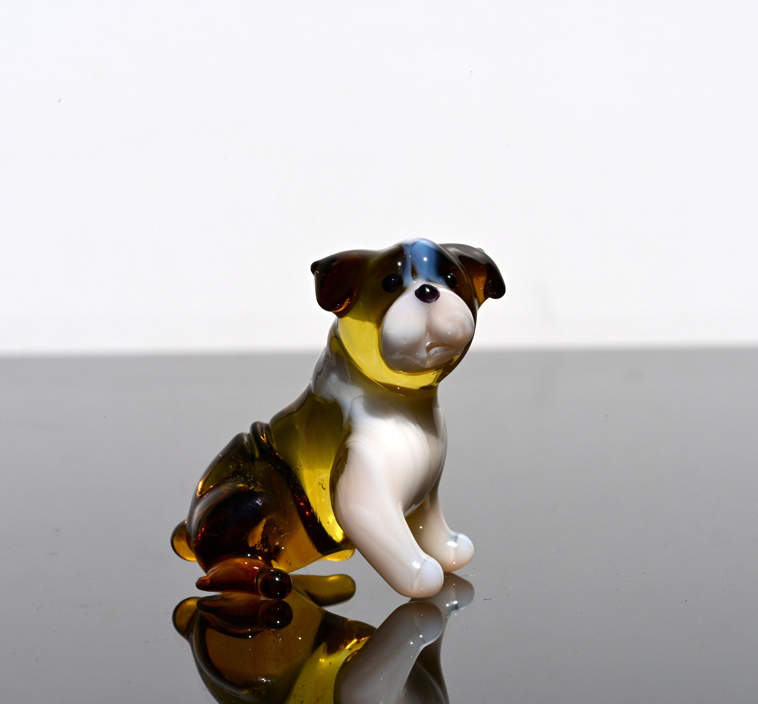 Handmade Glass Bulldog Figurine: Collectible Art Glass Sculpture