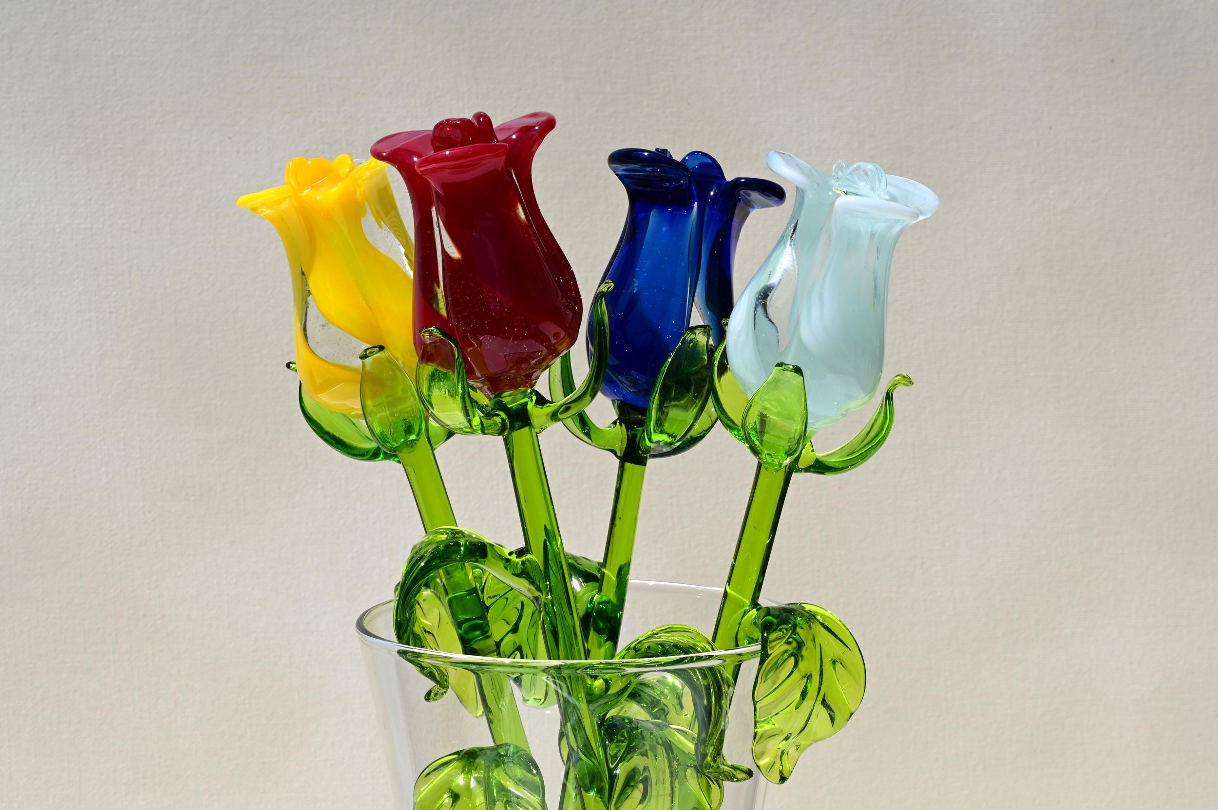 Glass Roses - Glass Flower Bouquet - Handmade Glass Flowers - Blown Glass Flowers - Glass Roses - Mothers Day Gifts for Her