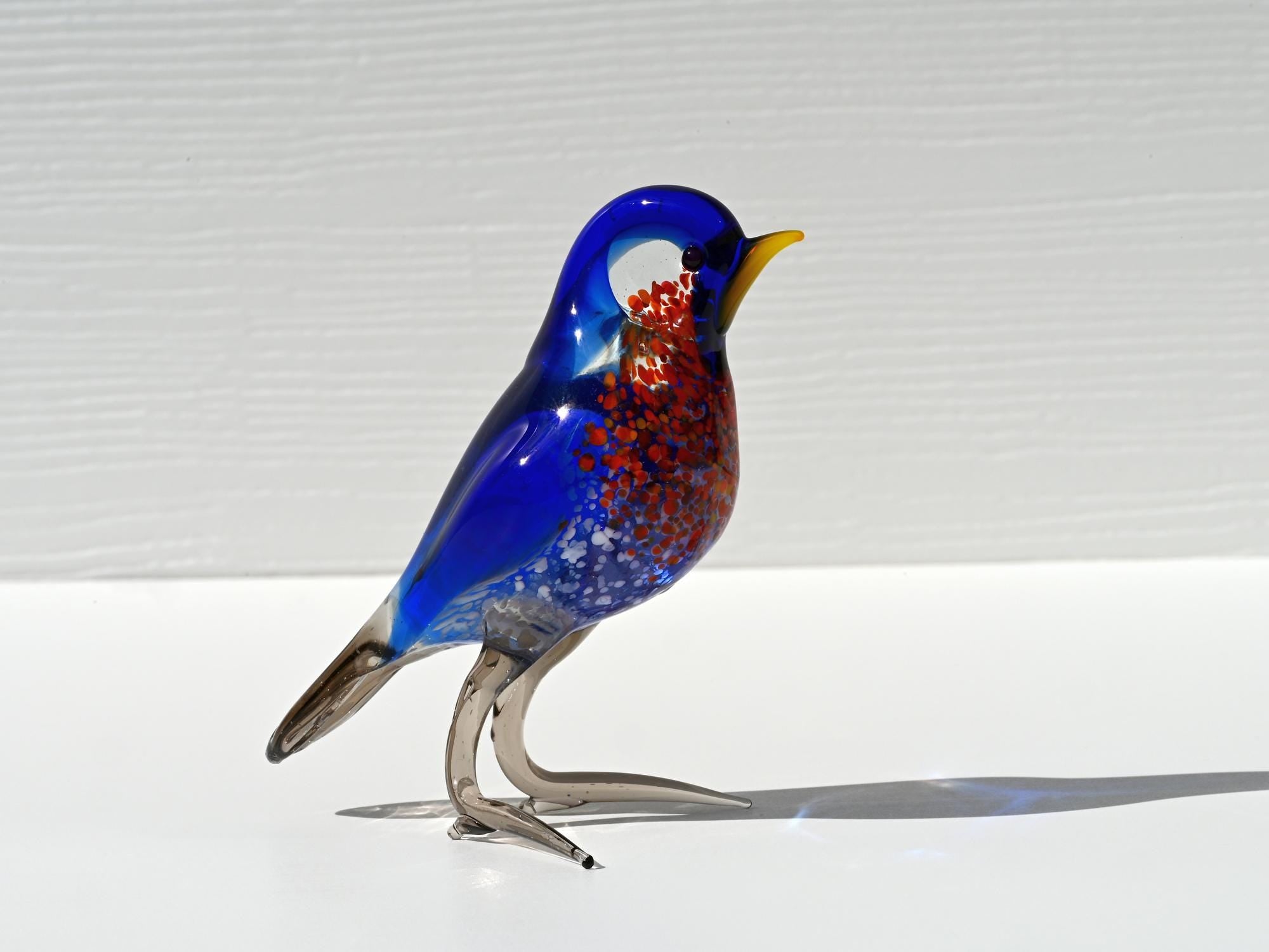 Handmade Glass Bluebird Figurine: Flame Work Art Glass, 5-inch