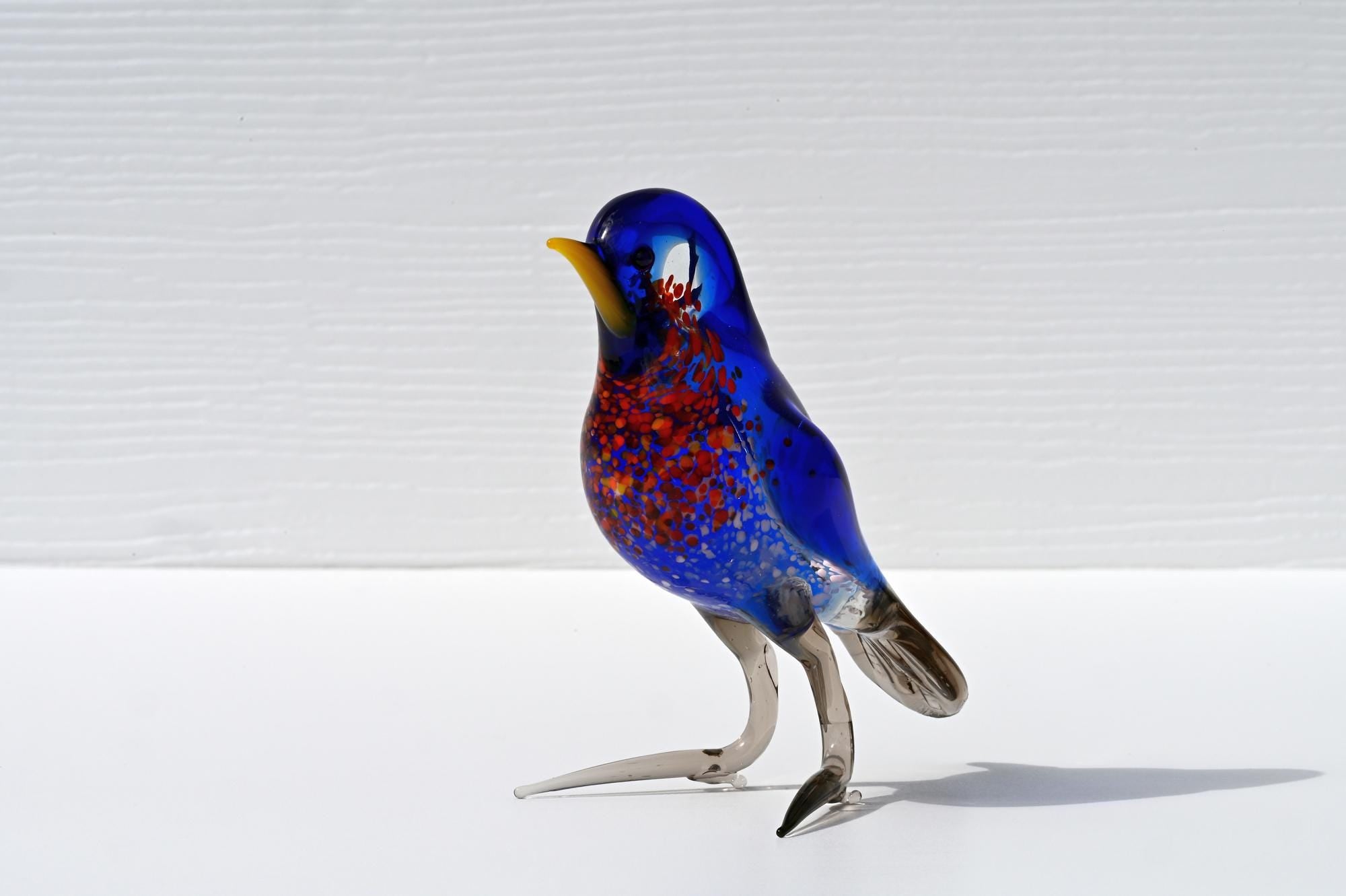 Handmade Glass Bluebird Figurine: Flame Work Art Glass, 5-inch