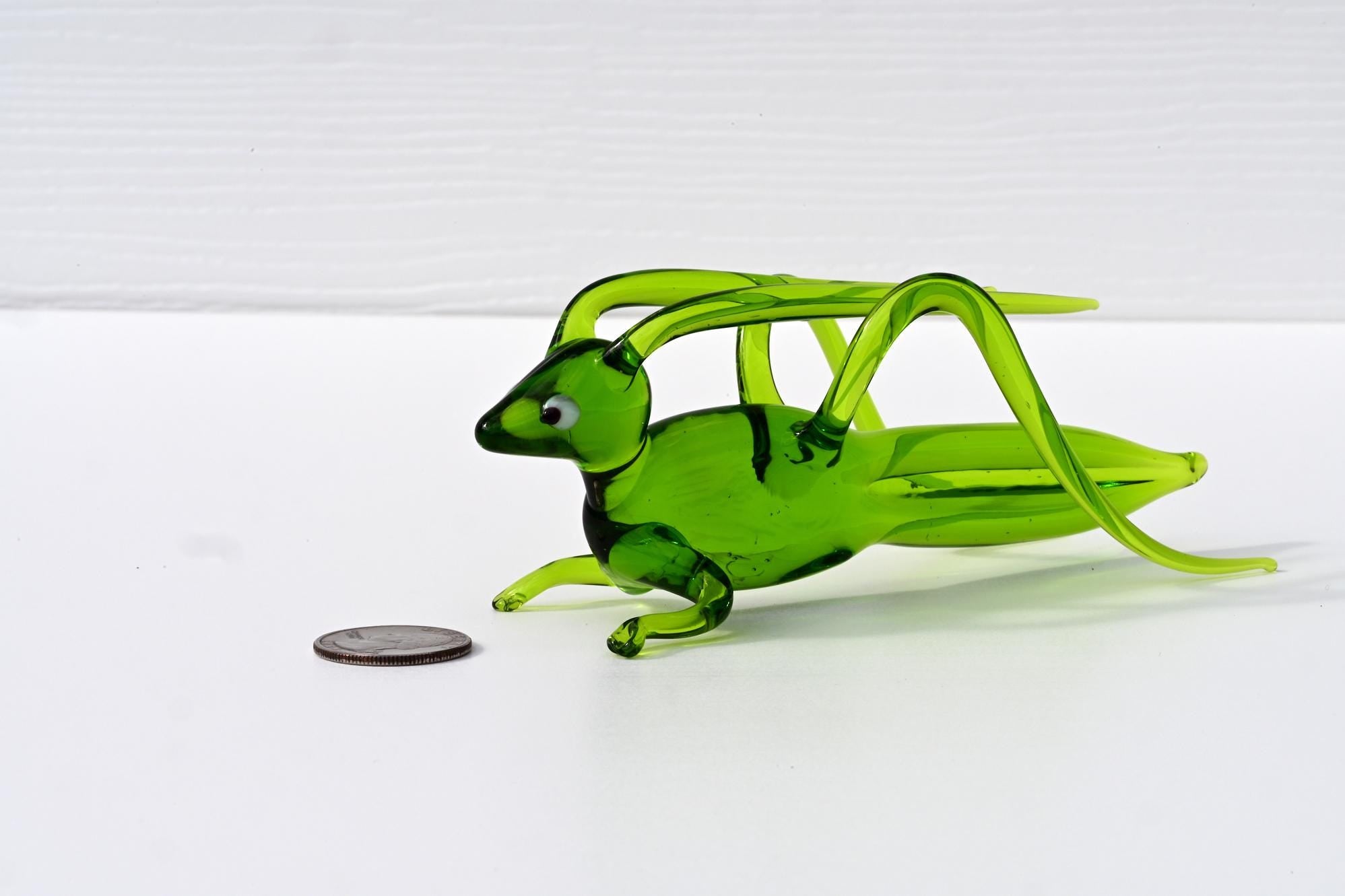 Glass Grasshopper Figurine. Intricate hand blown glass sculpture
