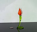 Handmade Orange Glass Tulip Sculpture: Flame Work Art, 6 Inch