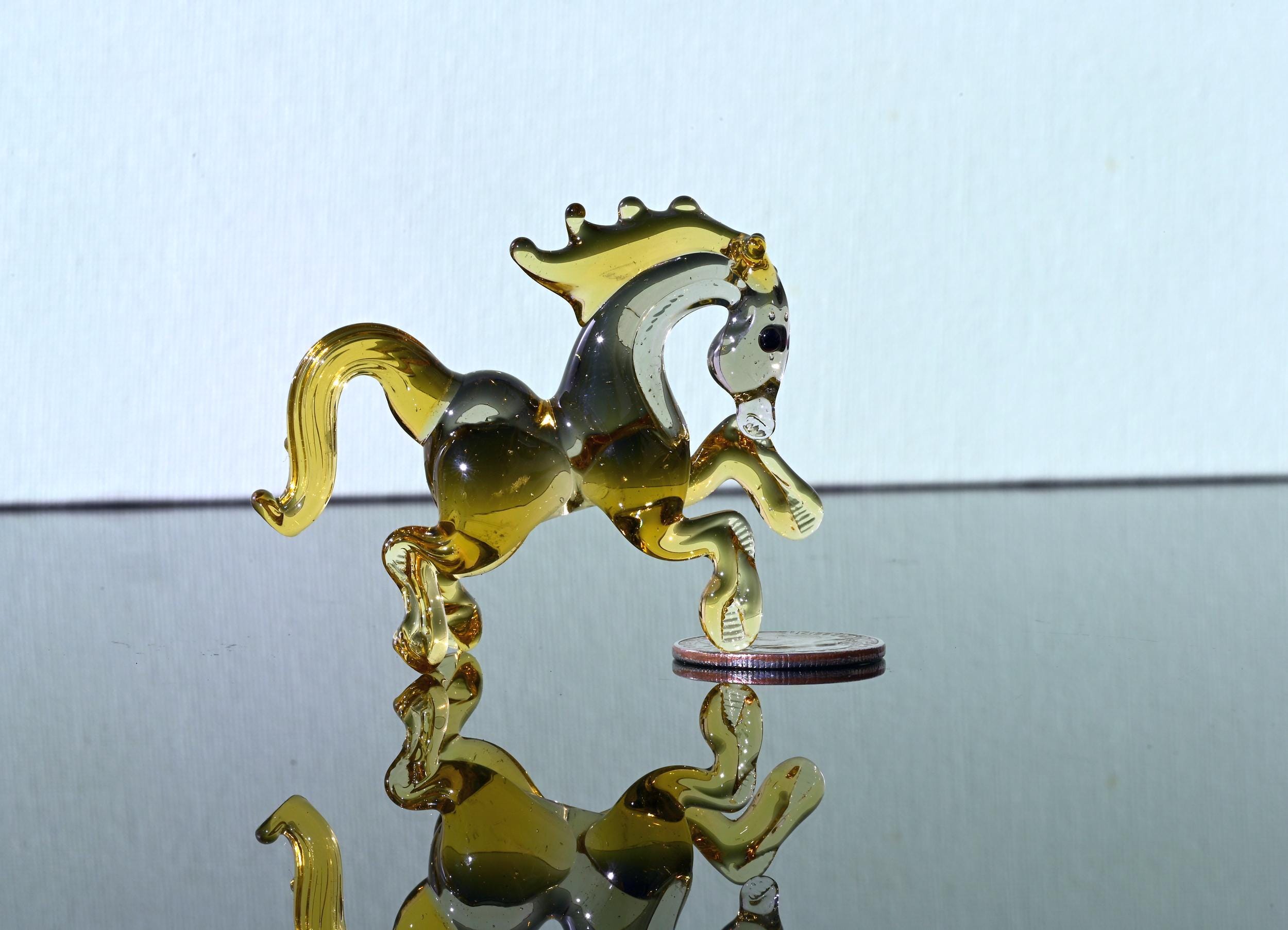 Lampwork Glass Horse Figurine: Handmade Art Glass Statue