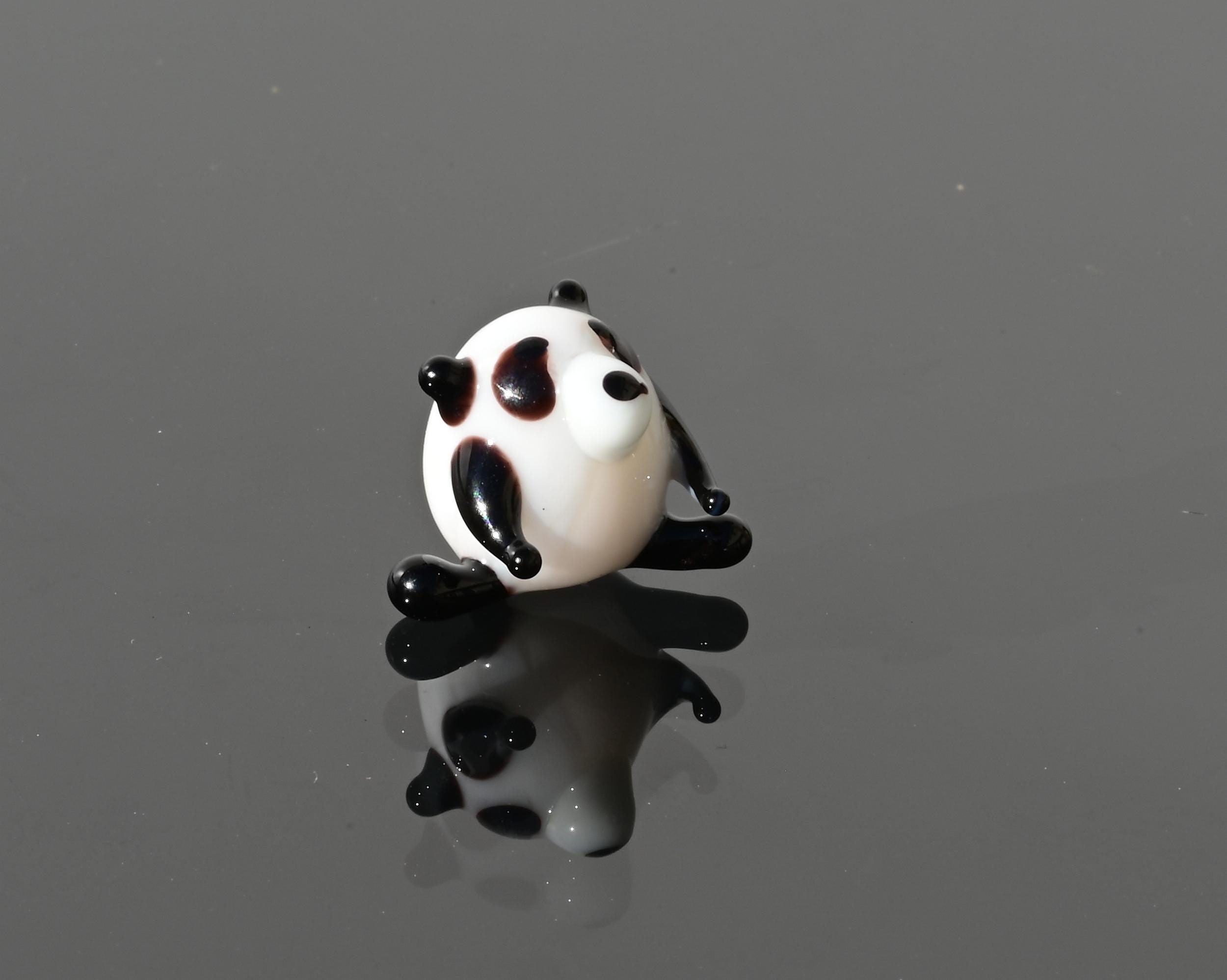 Tiny Glass Panda Figurine: Lampwork Miniature Animal
