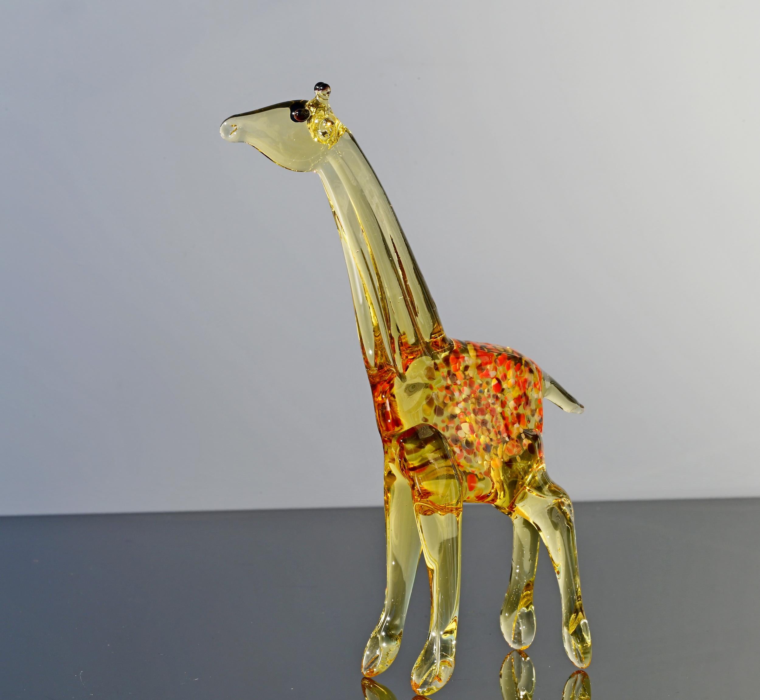 Handmade Glass Giraffe Figurine: Flame Work Animal Sculpture, 9 inch