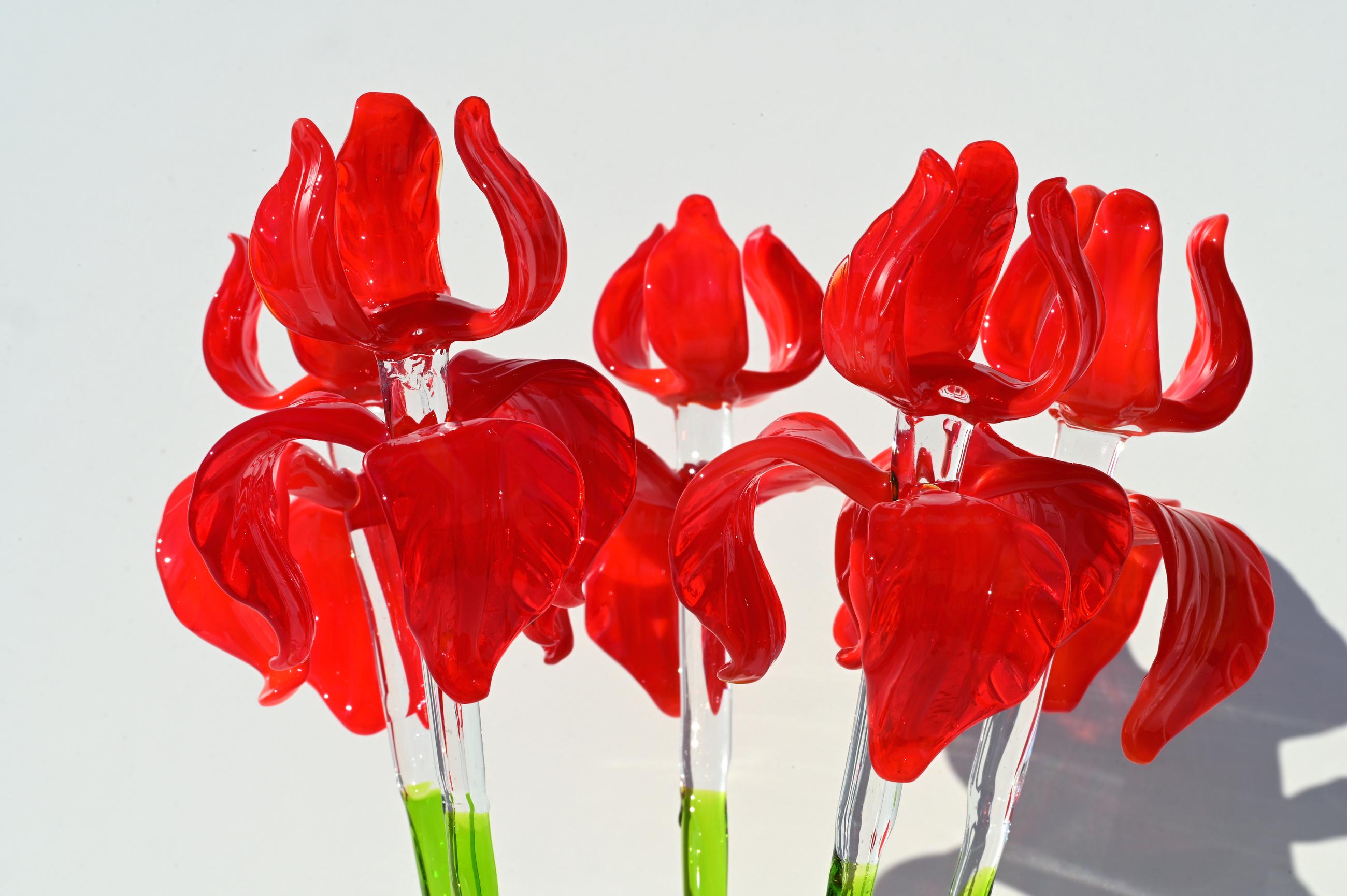 Glass Iris Flowers, Glass Flowers Bouquet, Glass Birth Month Flower, Forever Flowers, Hand Blown Glass Iris Gift, Iris Art Mothers Day Gifts