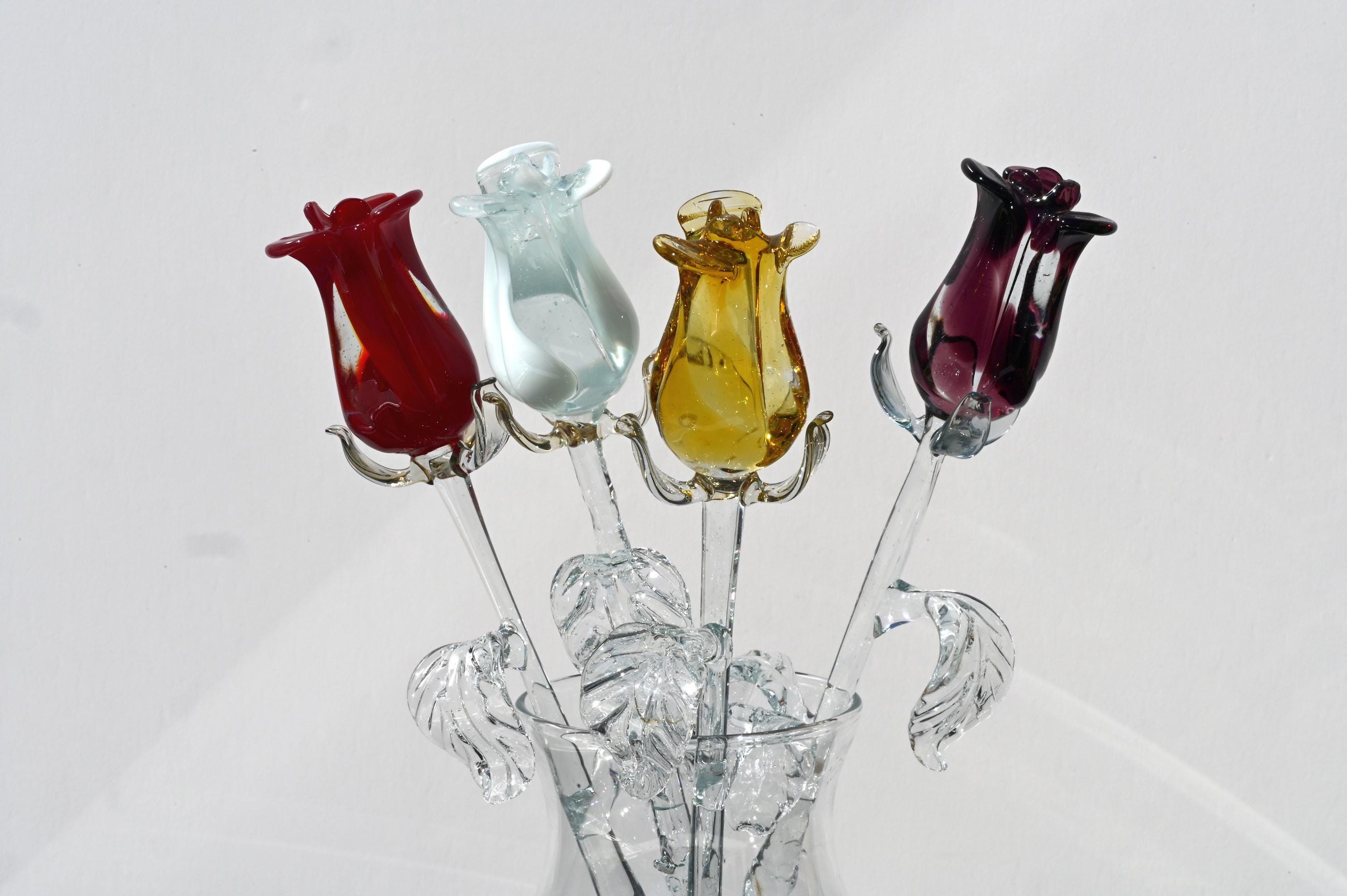 Glass Flowers Bouquet - Handmade Glass Flowers Rose - Blown Glass Flowers - Glass Rose - Christmas Gift for Mom