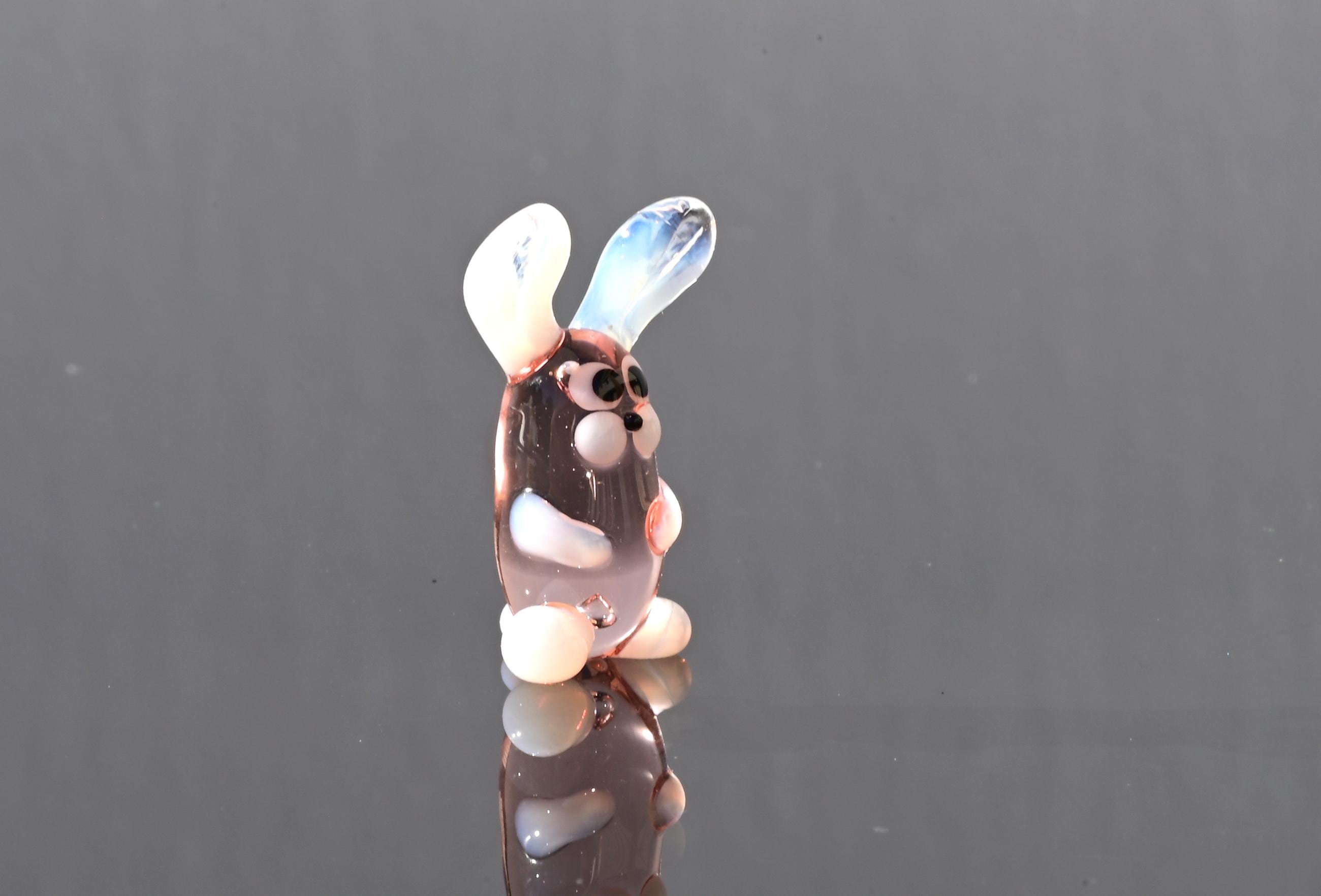 Lampwork Glass Bunny Miniature: Whimsical Purple Rabbit Figurine