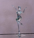 Hand-Blown Glass Ballet Dancer Statue: Red Ribbon Accent, 8-Inch