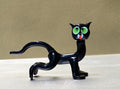 Glass Black Cat Figurine: Green Eyes, Handmade Flame Work