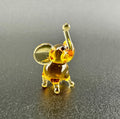 Handmade Glass Elephant | Tiny Good Luck Charm | Golden Desk Friend Gift