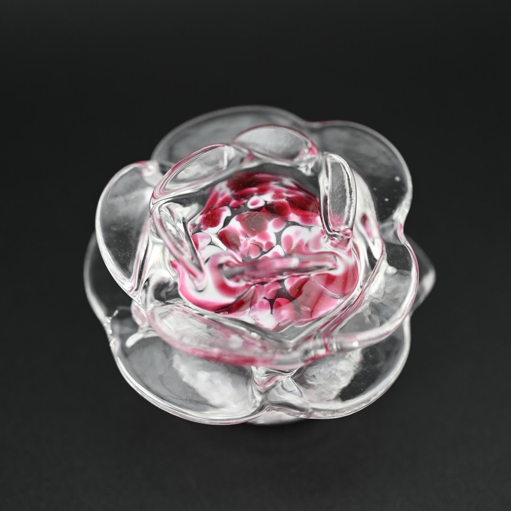 Handblown Glass Rose Sculpture: Artisan Floral Decor, Unique Keepsake