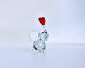 Hand Blown Glass Elephant Figurine: Red Heart, Miniature Sculpture