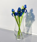 Blue Glass Iris, Blown Glass Flowers, Glass Flower Bouquet, Spring Home Decor Centerpiece, Eternal Flowers, Blown Glass Art Mothers Day Gift