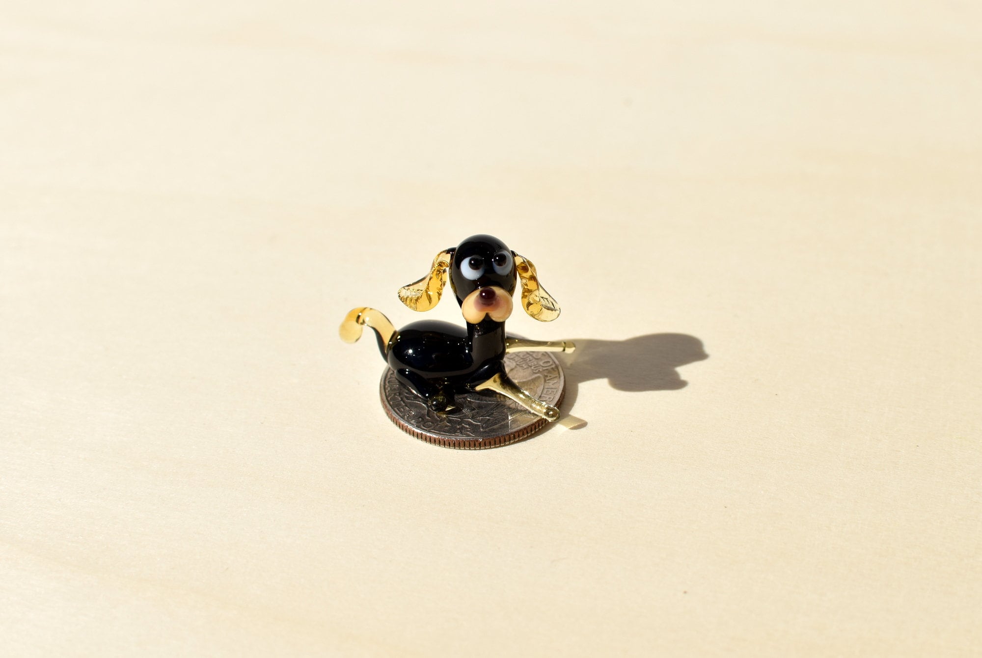 Lampwork Glass Dog Figurine: Tiny Whimsical Miniature