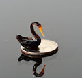 Black Swan, Swan Cake Topper, Tiny Glass Animals, Swan Figurine, Glass Swan, Swan Decor, Mini Glass Animals, Swan Gifts, Orange Beak