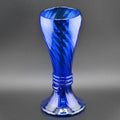 Handblown Cobalt Blue Glass Vase: Elegant Twisted Design